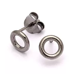 Kreis Ohrringe in schwarzes rhodiniertes Silber