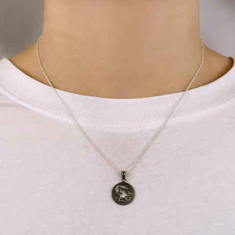 Steinbock Sternzeichen Anhänger aus schwarzes rhodiniertes Silber