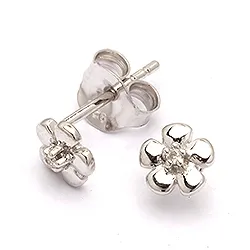 Blumen Ohrstecker in Silber mit Diamant 