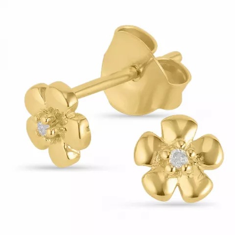 Blumen Diamantohrringe in vergoldetem Sterlingsilber mit Diamant 