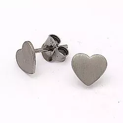 Herz Ohrstecker in schwarzes rhodiniertes Silber