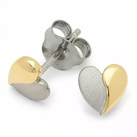 Herz Ohrringe in schwarzes rhodiniertes Silber mit vergoldetem Sterlingsilber