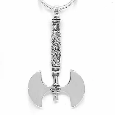 länglicher Axt Anhänger aus oxidiertem Sterlingsilber