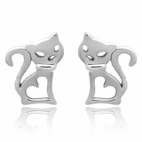 Katze set mit ohrringe und halskette in silber