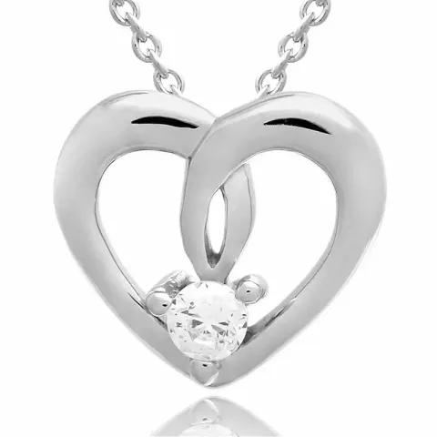 Herz set mit ohrringe und halskette in silber weißem zirkon