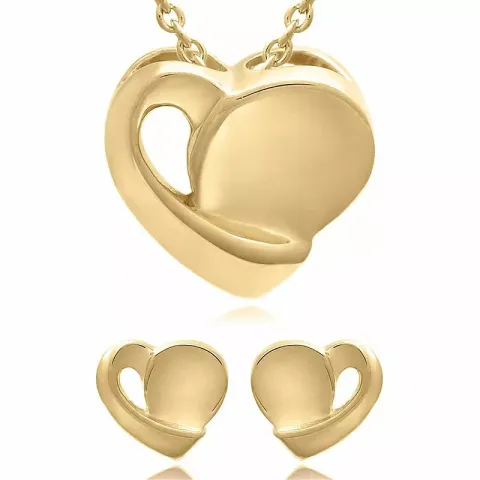 Herz set mit ohrringe und halskette in vergoldetem sterlingsilber
