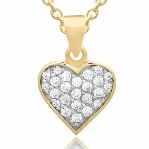 Herz set mit ohrringe und halskette in vergoldetem sterlingsilber weißem zirkon