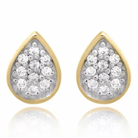 Tropfen set mit ohrringe und halskette in vergoldetem sterlingsilber weißem zirkon