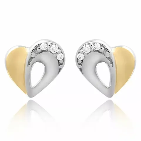 Herz set mit ohrringe und halskette in vergoldetem sterlingsilber weißem zirkon