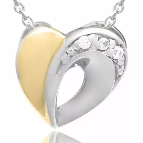 Herz set mit ohrringe und halskette in vergoldetem sterlingsilber weißem zirkon