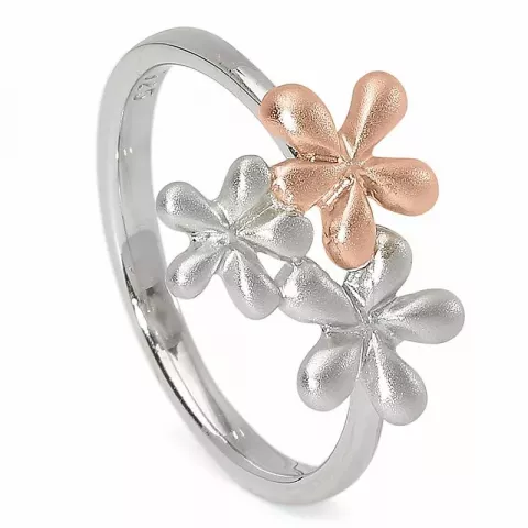 Sandgestrahlter Blumen Ring aus Silber mit rosa beschichtetem Silber