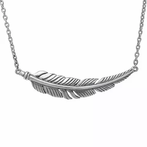 Feder Halskette aus Silber und Anhänger aus oxidiertem Sterlingsilber