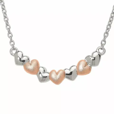 Elegant Herz Halskette aus Silber und Herzförmiger Anhänger aus rosa beschichtetem Silber