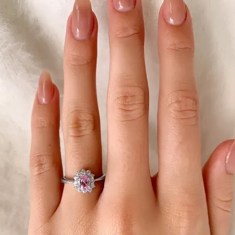 Ovaler rosa zirkon ring aus silber