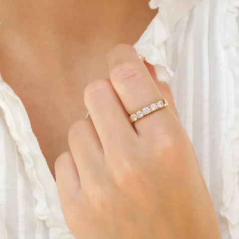 weißem Zirkon Memoirering aus vergoldetem Sterlingsilber