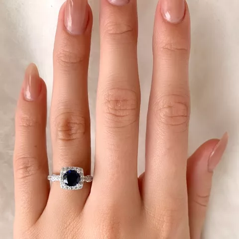 Viereckigem blauem zirkon ring aus silber