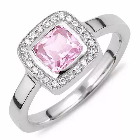 Viereckigem rosa zirkon ring aus silber