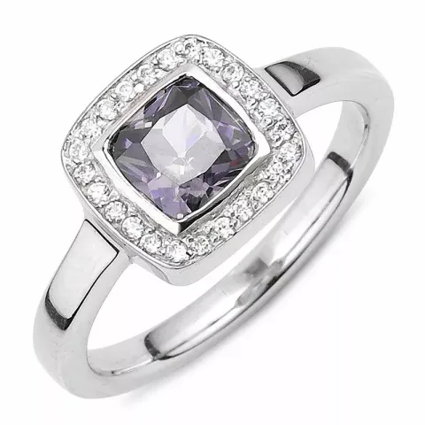 Viereckigem violettem zirkon ring aus silber