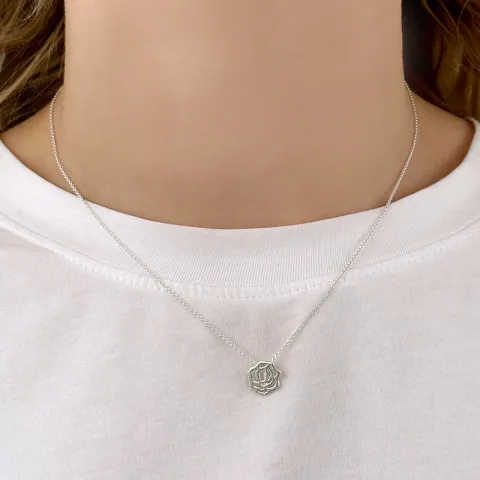 Geburtsblume Juni Rose Anhänger aus Silber