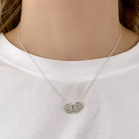 Geburtsblume Juni Rose Anhänger aus Silber