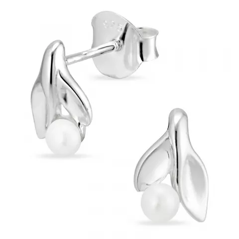 Blatt Perle Ohrringe in Silber