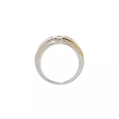 Breit weißem Zirkon Ring aus Silber mit 8 Karat Gold