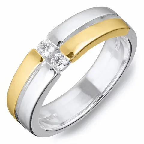 Zirkon Ring aus Silber mit 8 karat Gold