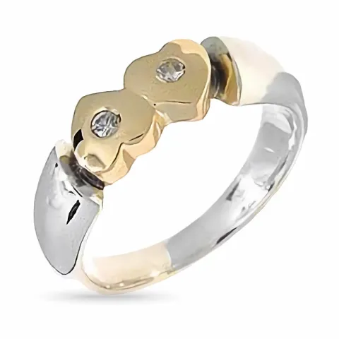 Herz Ring aus oxidiertem Silber mit 8 Karat Gold