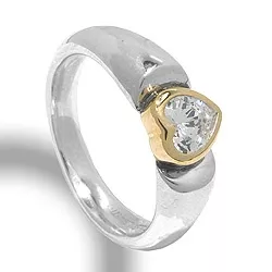 Herz Ring aus oxidiertem Sterlingsilber mit 8 Karat Gold