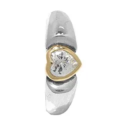 Herz Ring aus oxidiertem Sterlingsilber mit 8 Karat Gold