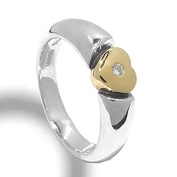 Herz Ring aus Silber mit 8 Karat Gold