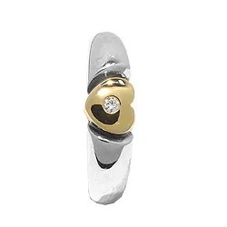 Herz Ring aus Silber mit 8 Karat Gold