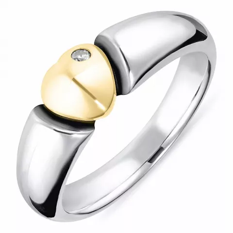Kollektionsmuster Herz Ring aus oxidiertem Sterlingsilber mit 8 Karat Gold