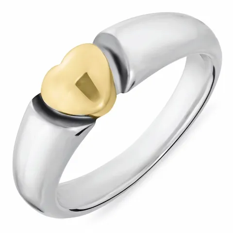 Herz Ring aus oxidiertem Sterlingsilber mit 8 Karat Gold