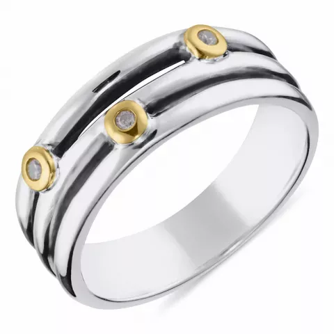 Echten Zirkon Ring aus oxidiertem Sterlingsilber mit 8 Karat Gold