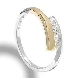 Zirkon Ring aus Silber mit 8 Karat Gold