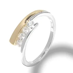 Zirkon Ring aus Silber mit 8 Karat Gold
