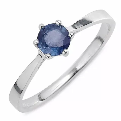 blauem Saphir Solitärring aus Silber