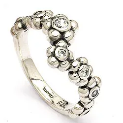 Blumen Ring aus oxidiertem Sterlingsilber