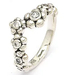 Blumen Ring aus oxidiertem Sterlingsilber