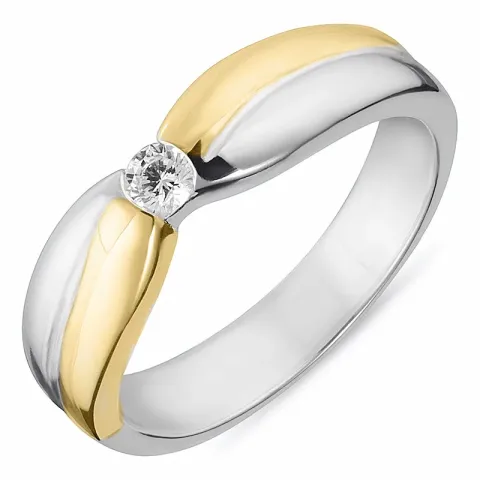 polierter Ring aus Silber mit 8 karat Gold