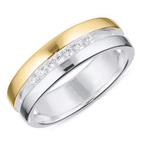 Zirkon Ring aus Silber mit 8 karat Gold