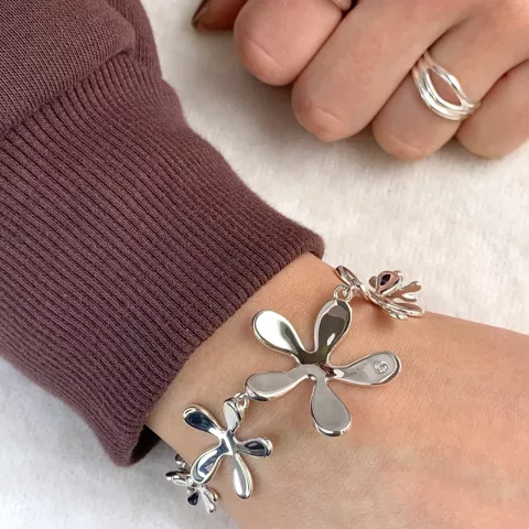 Blumen Armband aus Silber und Anhänger aus Silber