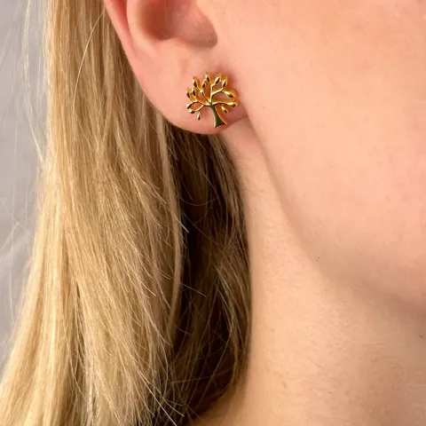 Lebensbaum Ohrstecker in vergoldetem Sterlingsilber