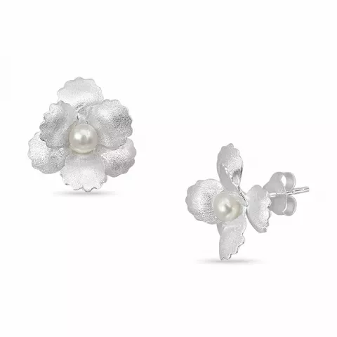 Blumen Perle Ohrstecker in Silber