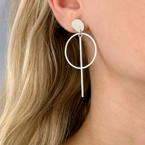 lange runden Ohrringe in Silber