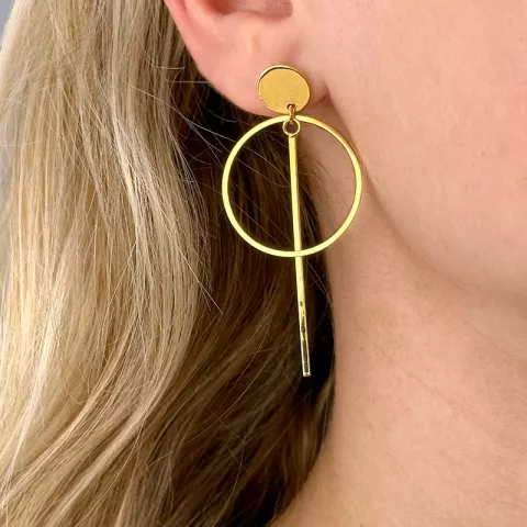 lange runden Ohrringe in vergoldetem Silber