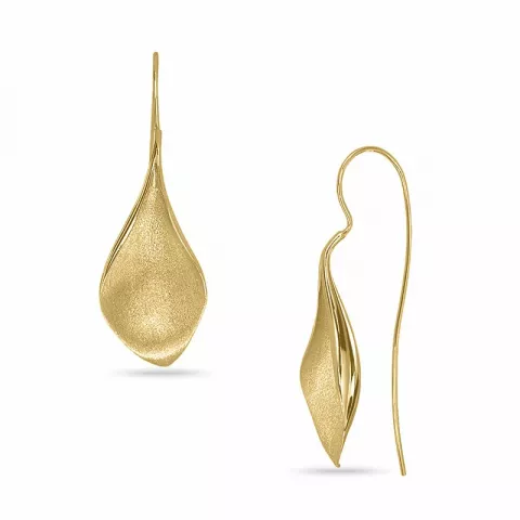 lange Blatt Ohrringe in vergoldetem Silber