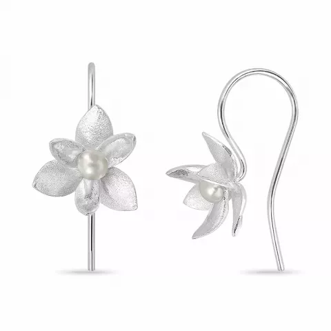 Blumen Perle Ohrhaken in Silber