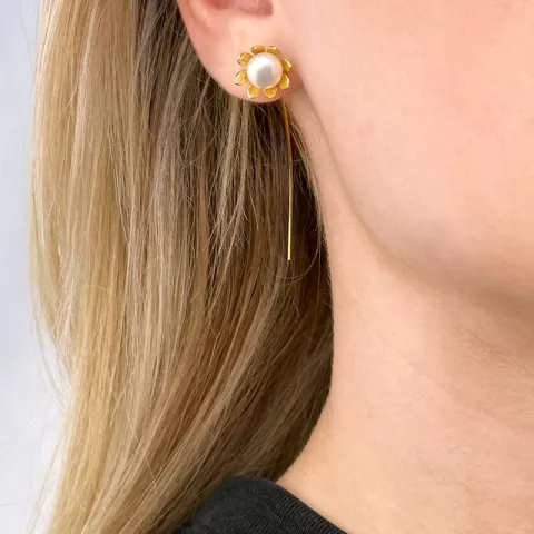 Blumen Perle Ohrringe in vergoldetem Silber